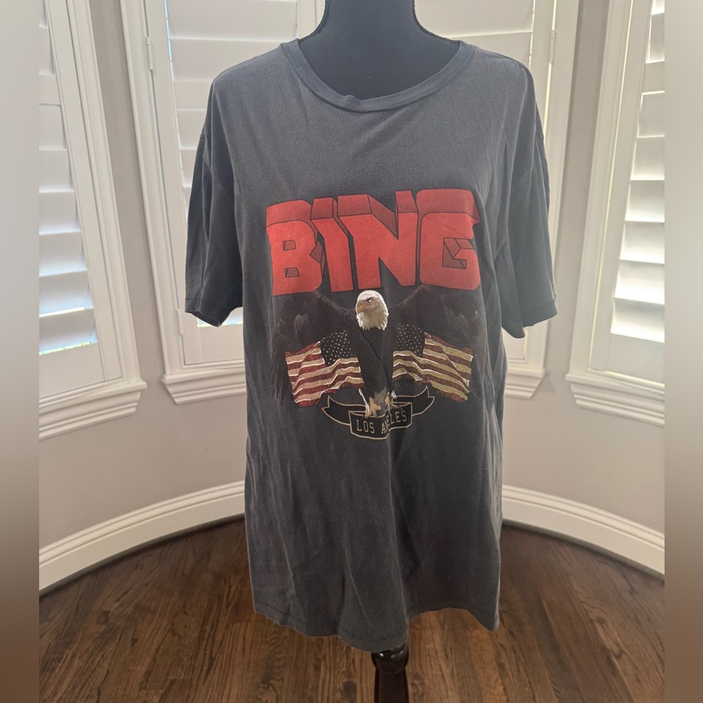 Anine Bing Charcoal Tee with Red Graphic